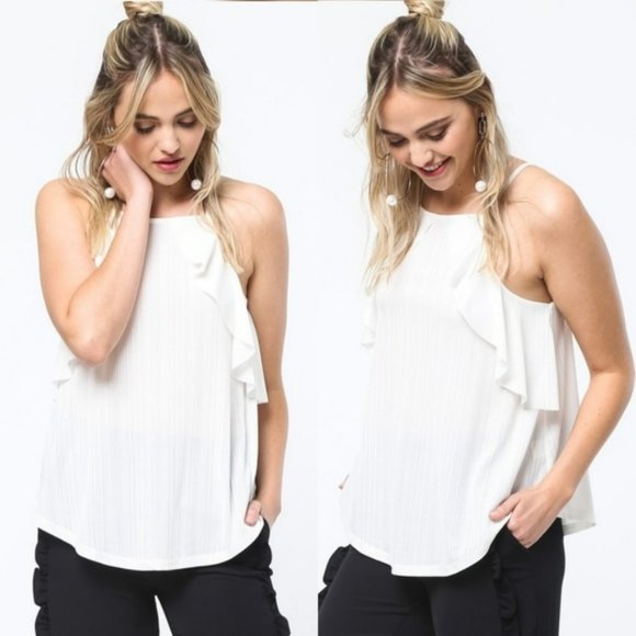 White Ruffle Tank Top - Picture 3 of 3
